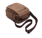 TELOSPORTS Multi-Pocket Messenger Bag for Men Women,Canvas Crossbody Shoulder Bags Vintage Satchel for Travel Work Business(Coffee))